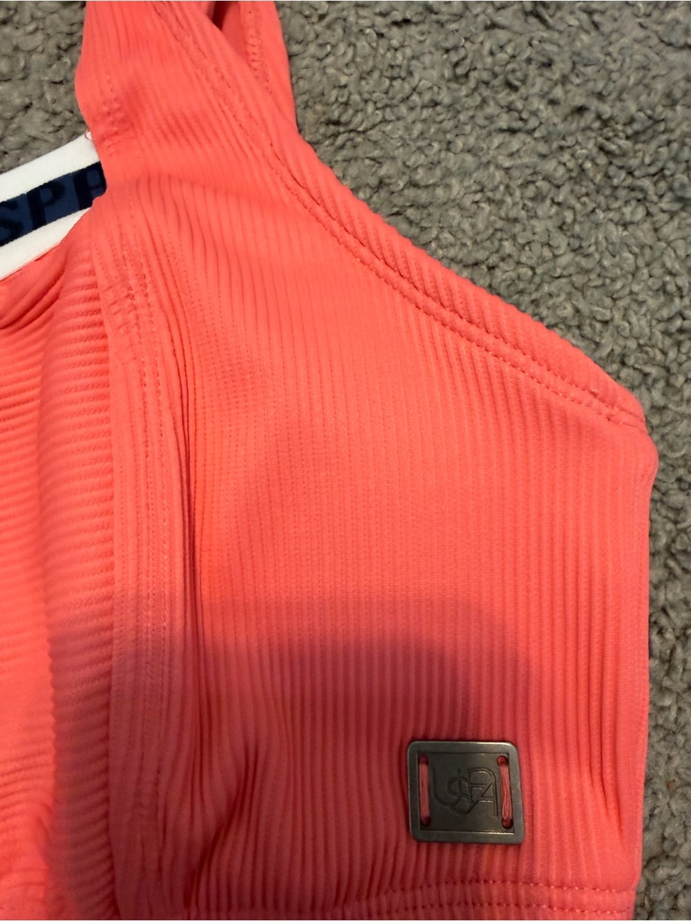 Coral Ribbed Bikini Top - Coral - Picture 2 of 4